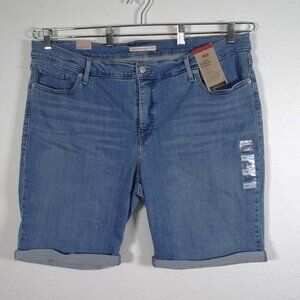 Levi's Bermuda Shorts Women's Plus Size 24W Blue Denim Stretch Rolled Cuff